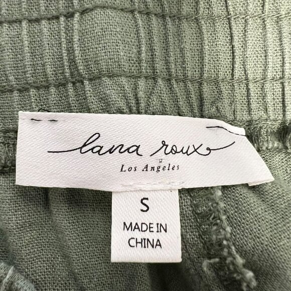 Lana Roux Women’s Linen Blend Jogger Pants Drawstring Green Size Small Pockets - Picture 8 of 9